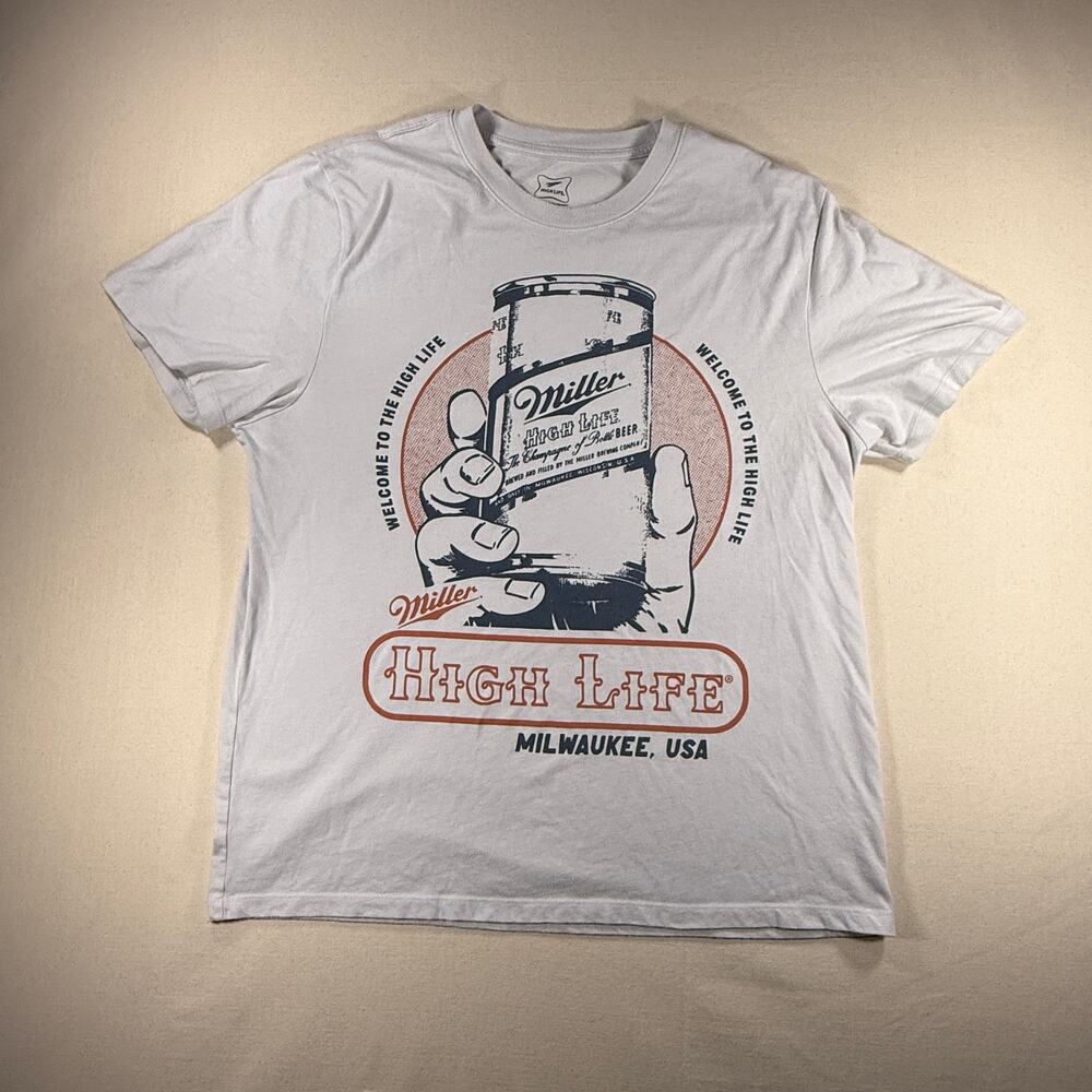 Miller High Life Graphic T-Shirt Large 2024 Vintage Style Can Graphic Tee